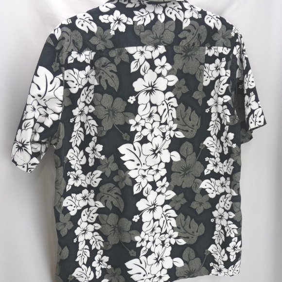 Vintage Styled by RJC Hawaiian Shirt Mens Size M Button Down Black & White - Picture 3 of 13